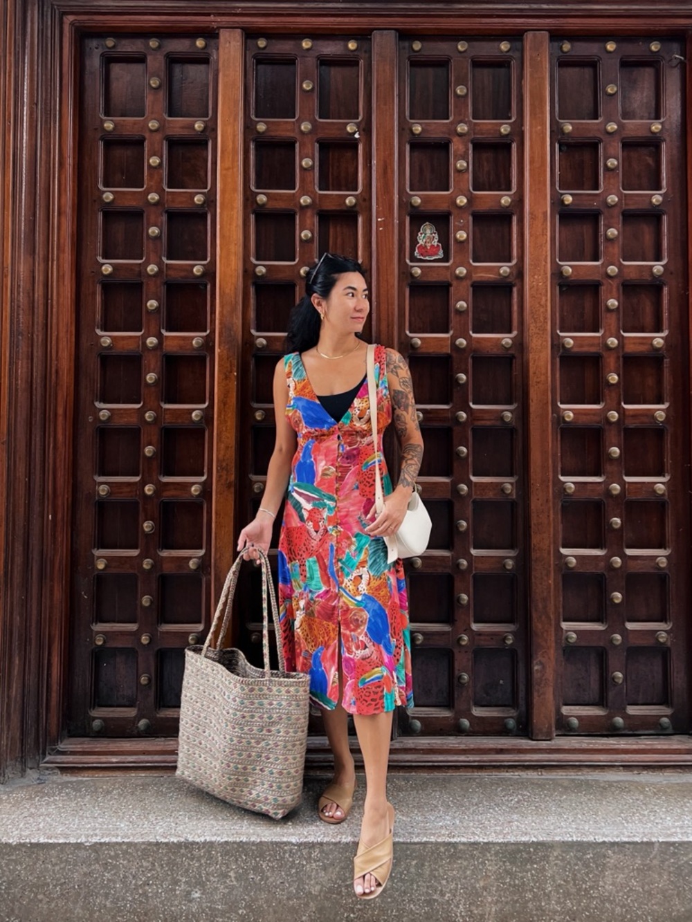 Farm Rio Animal Collage Midi Dress